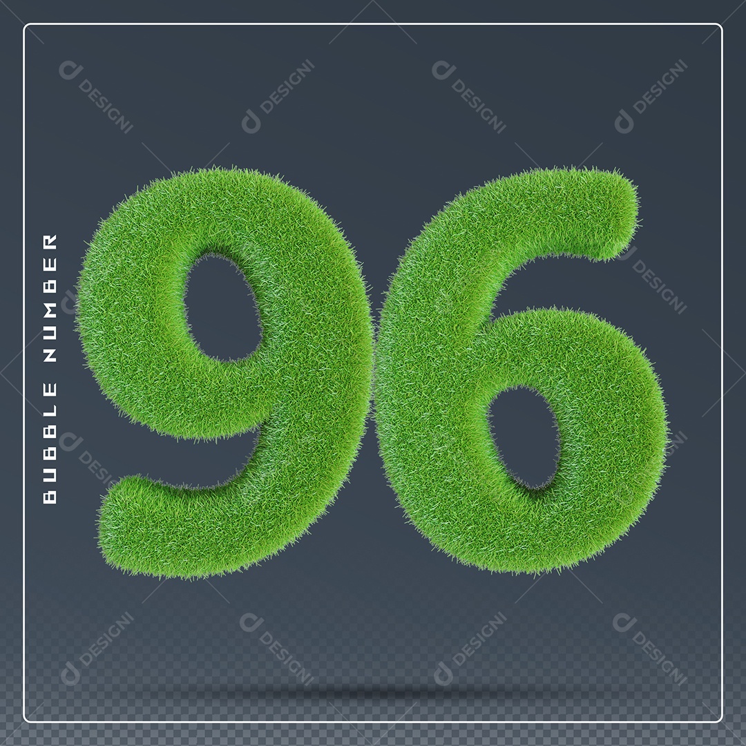 Elemento 3D Número 96 Verde para Composição PSD