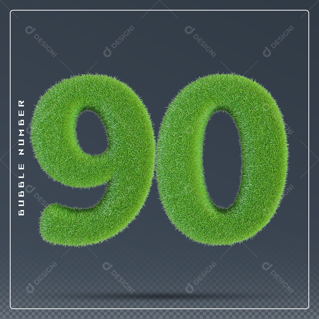 Elemento 3D Número 90 Verde para Composição PSD