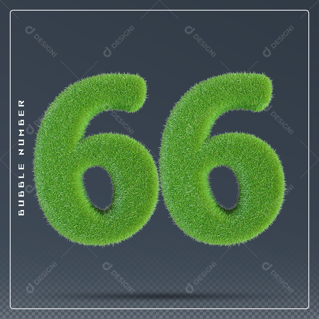 Elemento 3D Número 66 Verde para Composição PSD