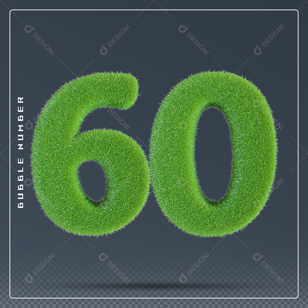 Elemento 3D Número 60 Verde para Composição PSD