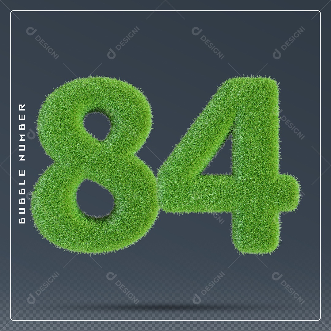Elemento 3D Número 84 Verde para Composição PSD