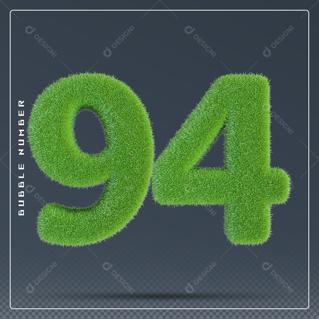 Elemento 3D Número 94 Verde para Composição PSD