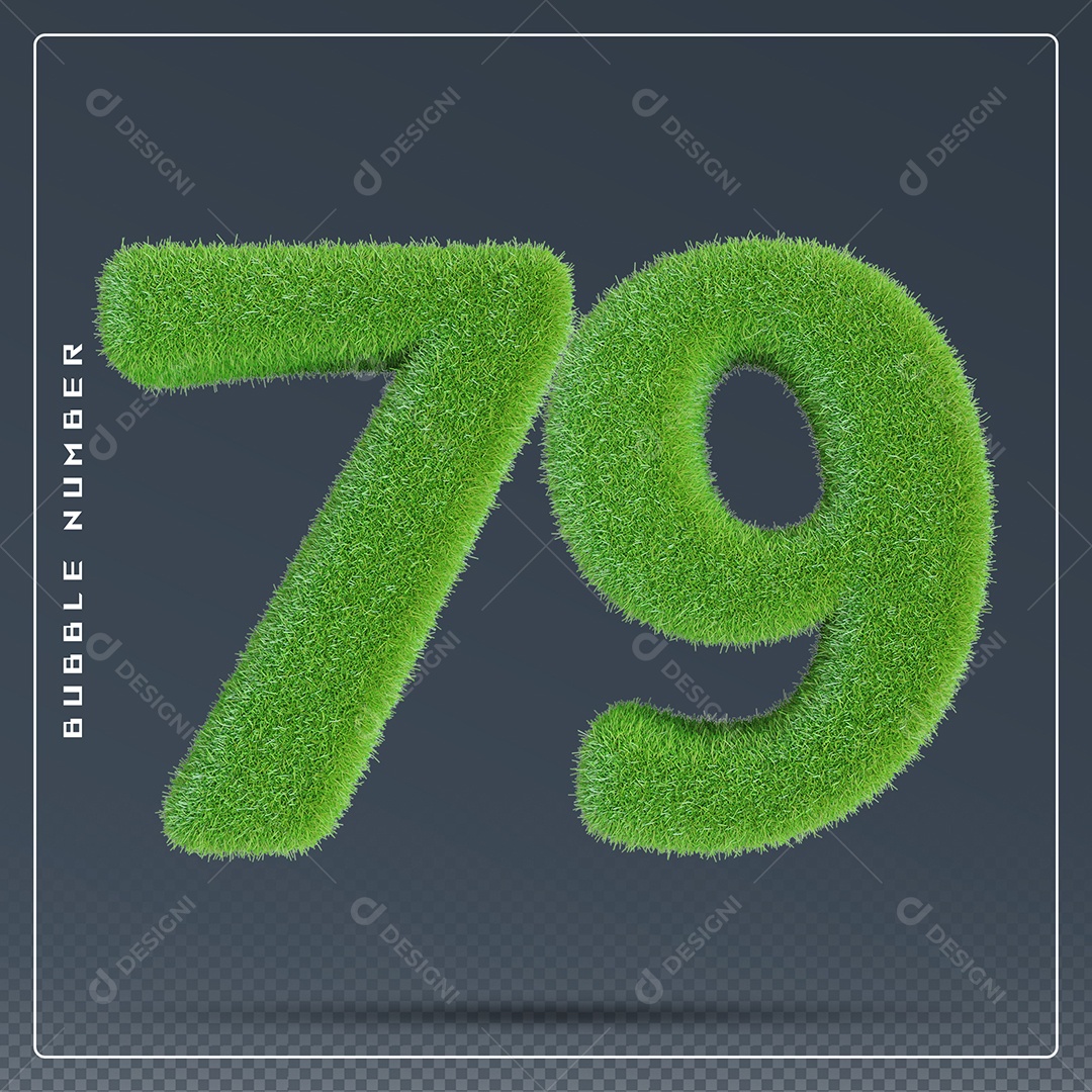 Elemento 3D Número 79 Verde para Composição PSD