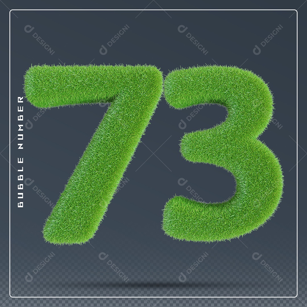 Elemento 3D Número 73 Verde para Composição PSD