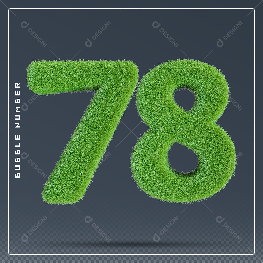 Elemento 3D Número 78 Verde para Composição PSD