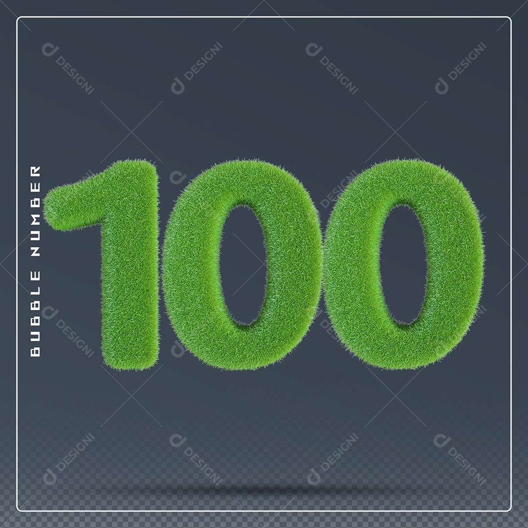 Elemento 3D Número 100 Verde para Composição PSD