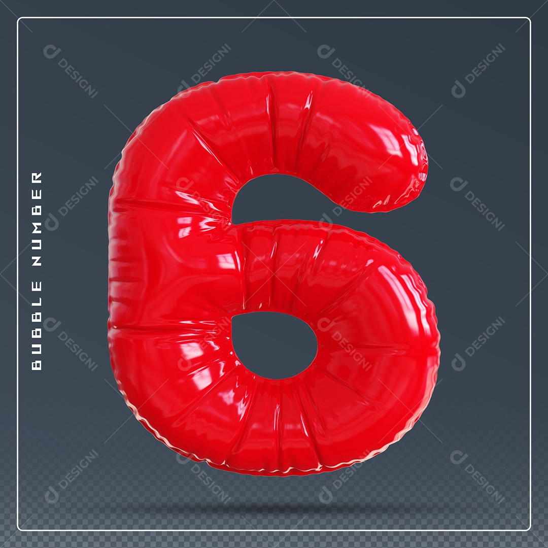 Elemento 3D Número 0 Vernelho para Composição PSD