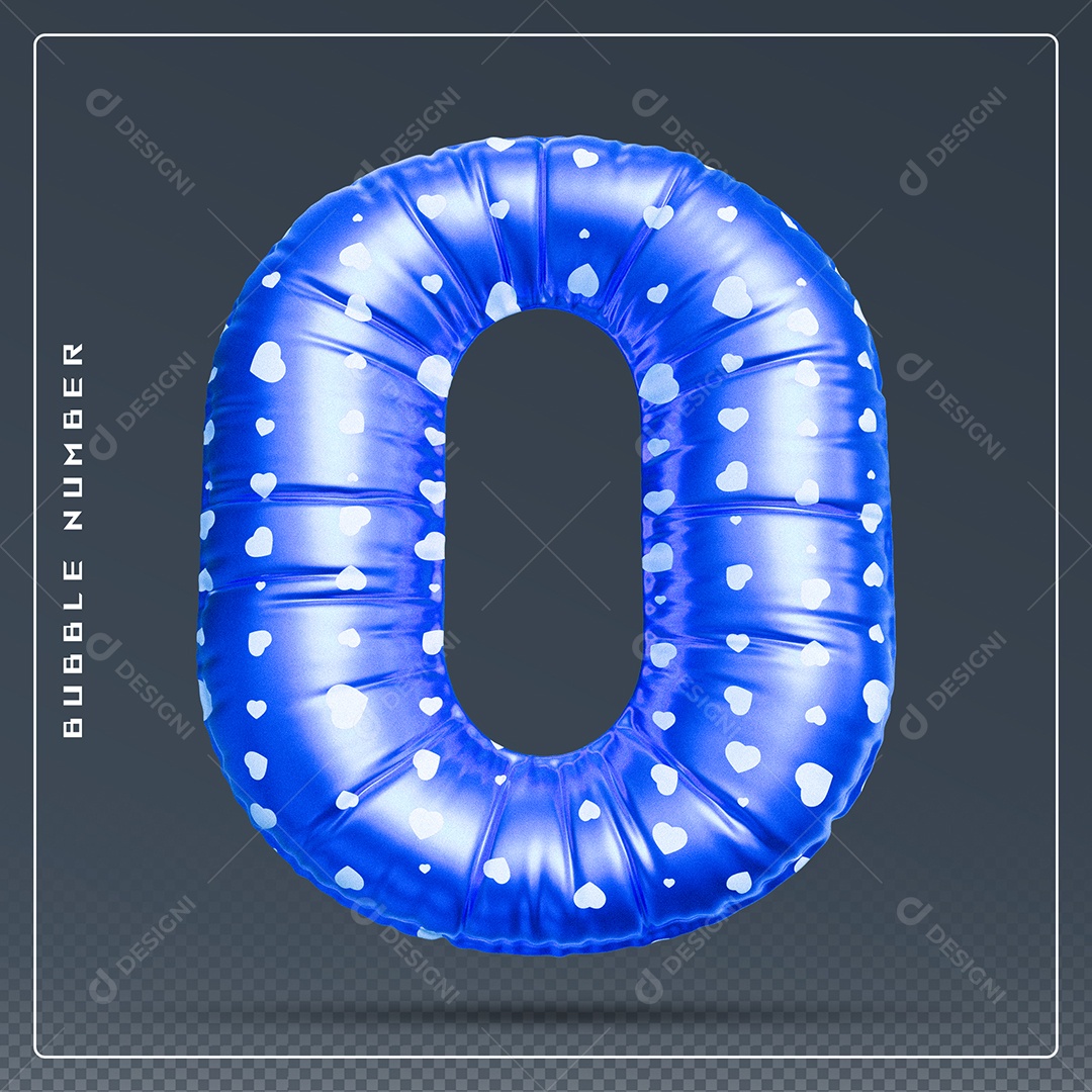 Elemento 3D Número 9 Azul E Branco para Composição PSD