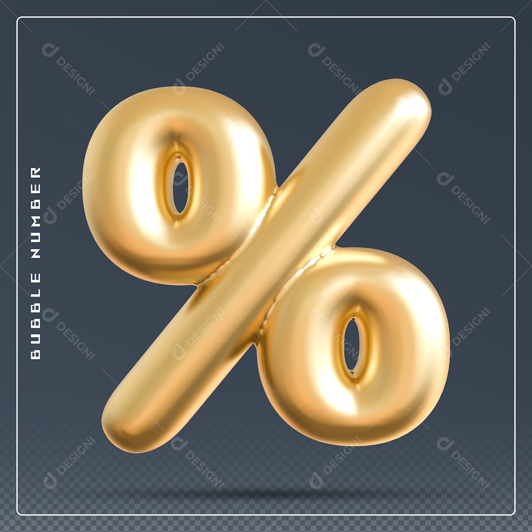 Elemento 3D % Símbolo De Porcentagem Dourado Para Composição PSD