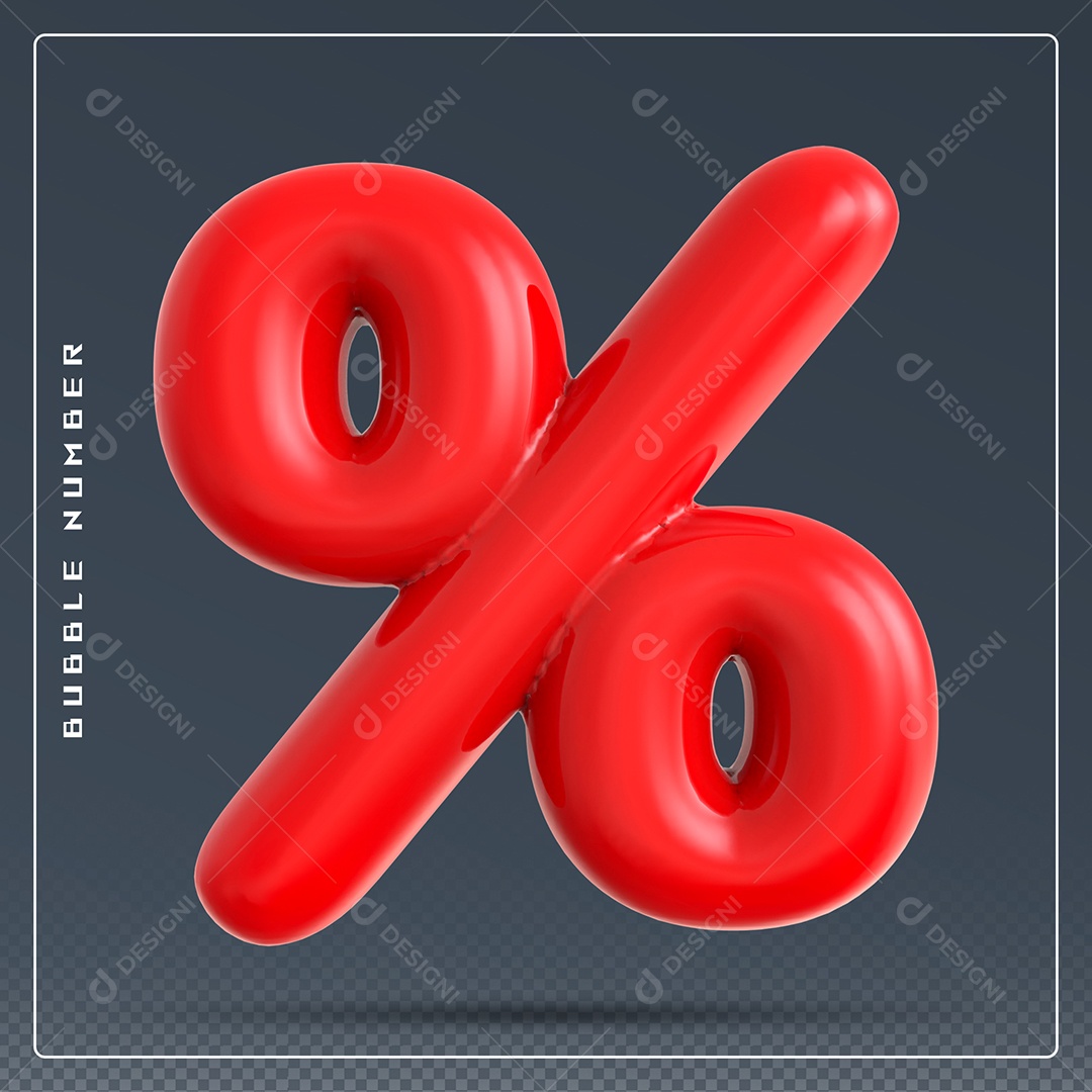 Elemento 3D % Símbolo De Porcentagem Vermelho Para Composição PSD