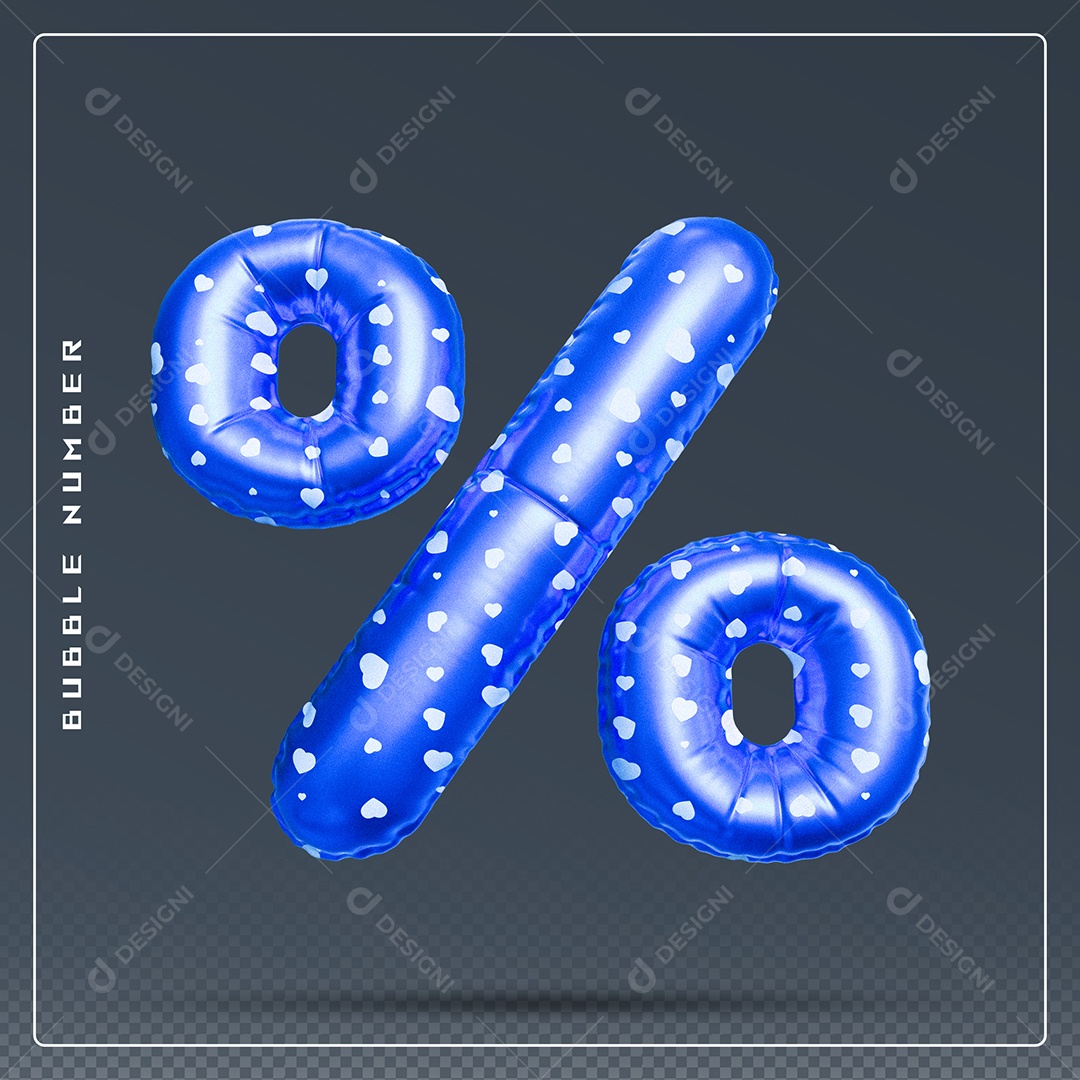 Elemento 3D % Símbolo De Porcentagem Azul Para Composição PSD
