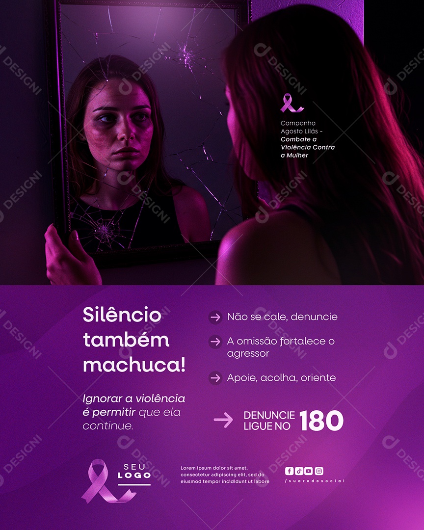 Agosto Lilás Social Media PSD Editável