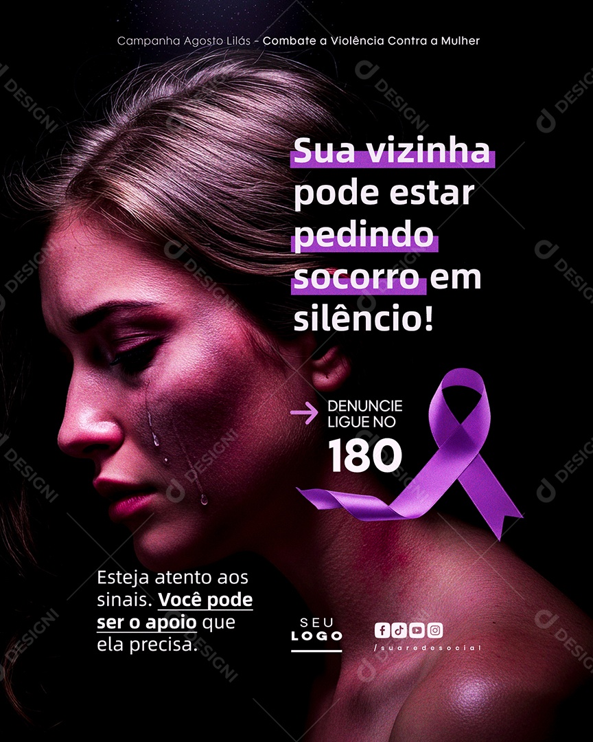 Agosto Lilás Social Media PSD Editável