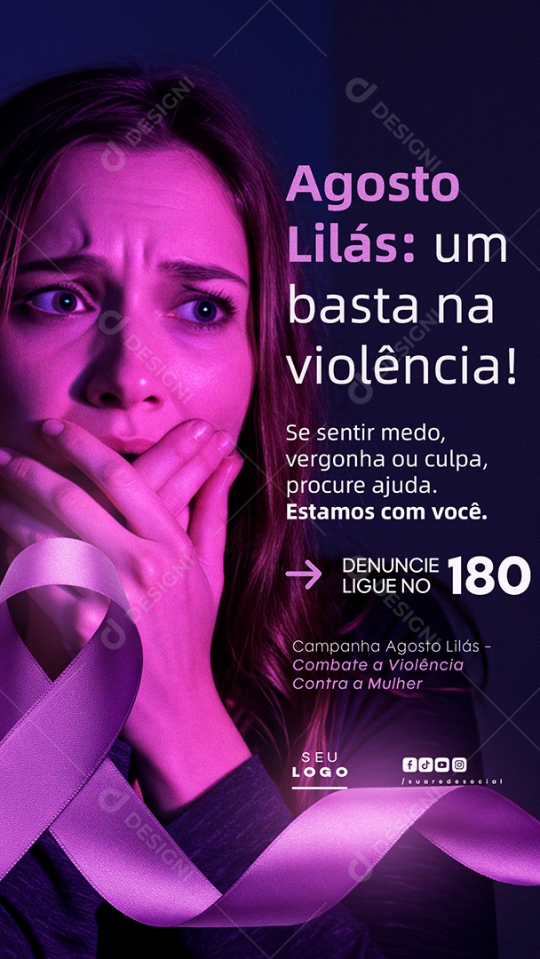 Story Agosto Lilás Um Basta Na Violência Social Media PSD Editável