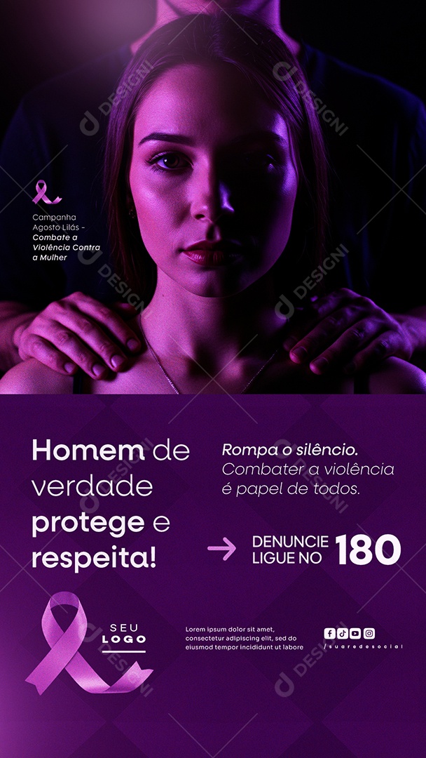 Story Agosto Lilás Social Media PSD Editável