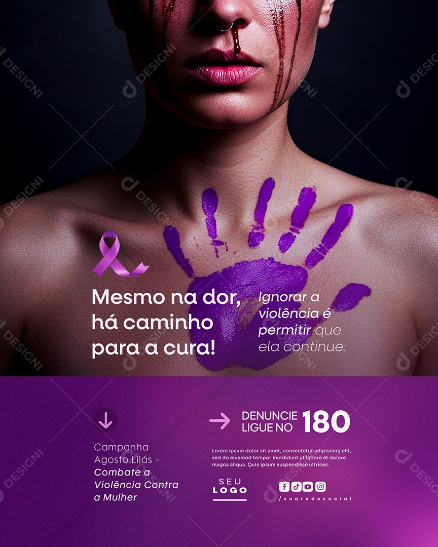 Agosto Lilás Social Media PSD Editável