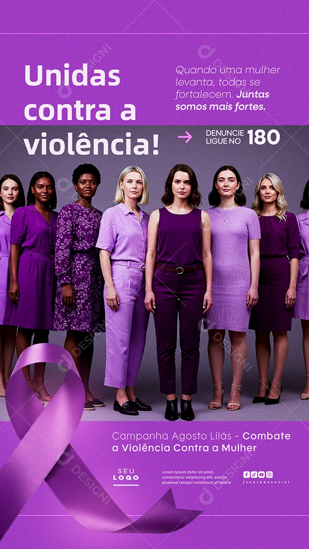 Story Agosto Lilás Unidas Contra a Violência Social Media PSD Editável
