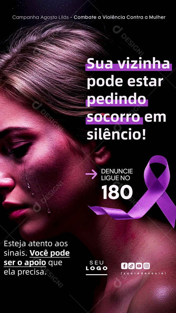 Story Agosto Lilás Social Media PSD Editável