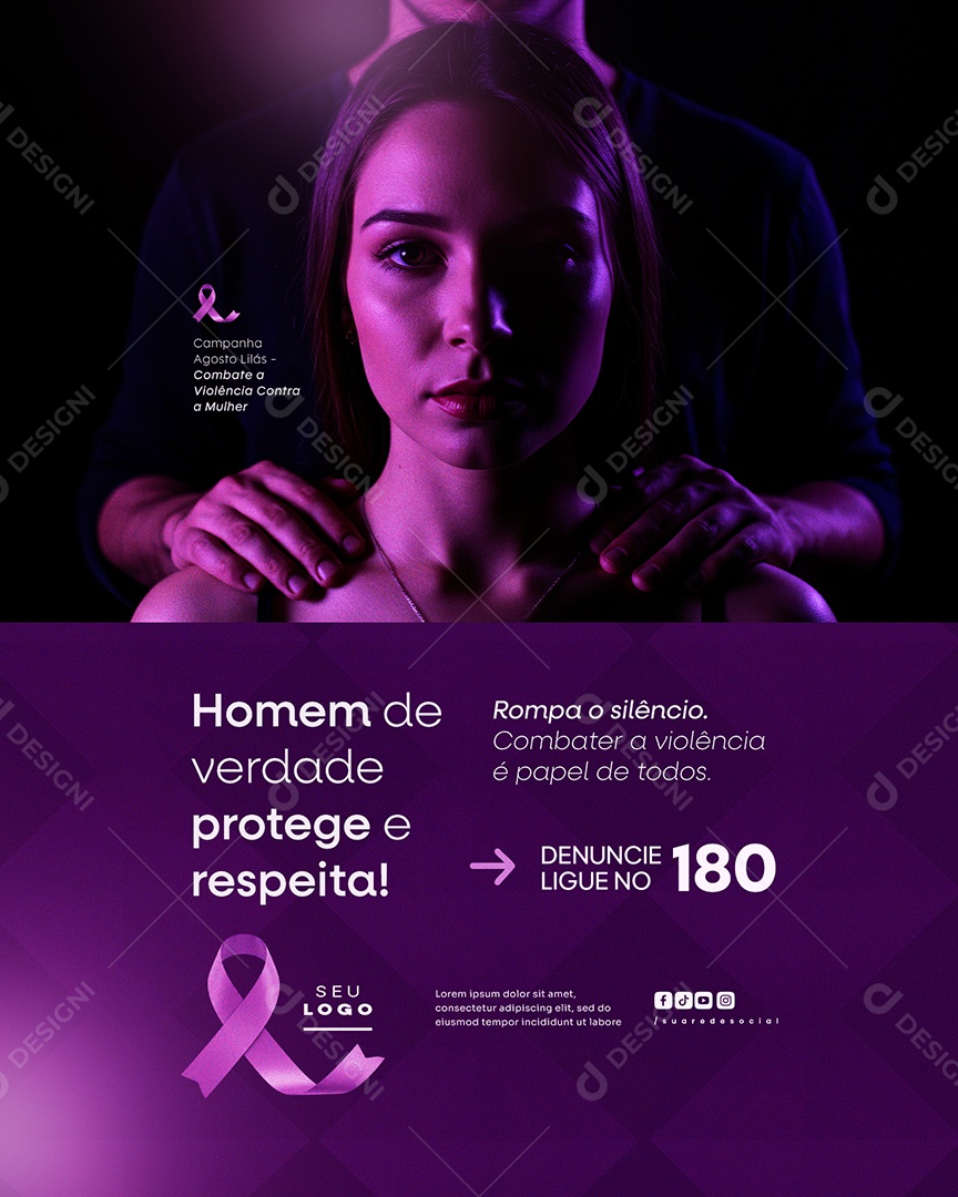 Agosto Lilás Social Media PSD Editável