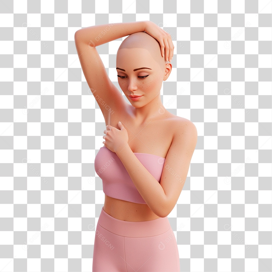 Personagem Mulher com Mão no Peito PNG Transparente