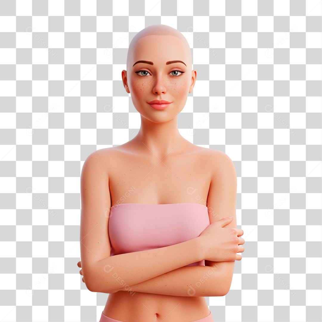 Personagem Mulher com Mão no Peito PNG Transparente