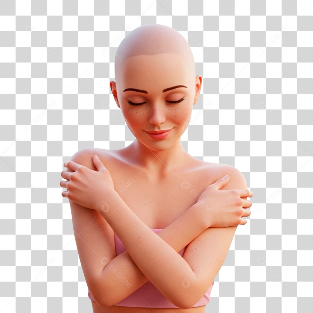 Personagem Mulher com Mão no Peito PNG Transparente