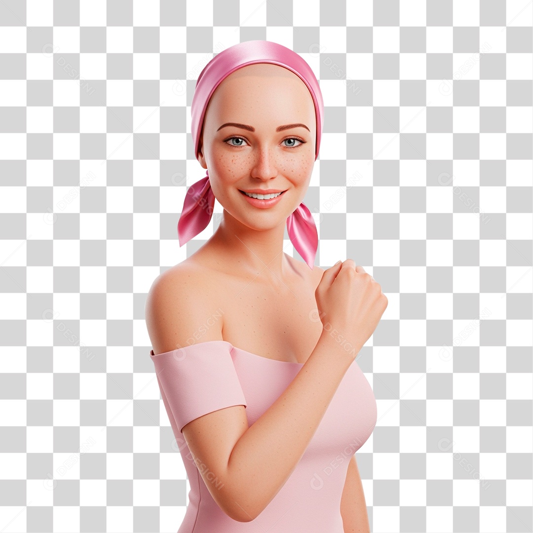 Personagem Mulher com Mão no Peito PNG Transparente