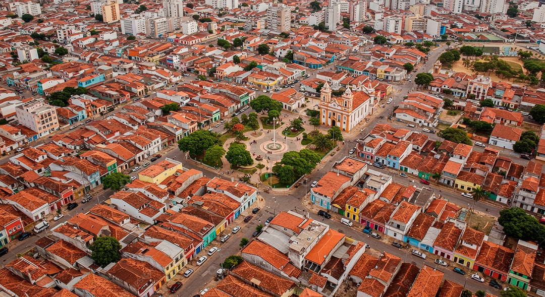 Linda vista aérea retrato realista de cidade de fortaleza.