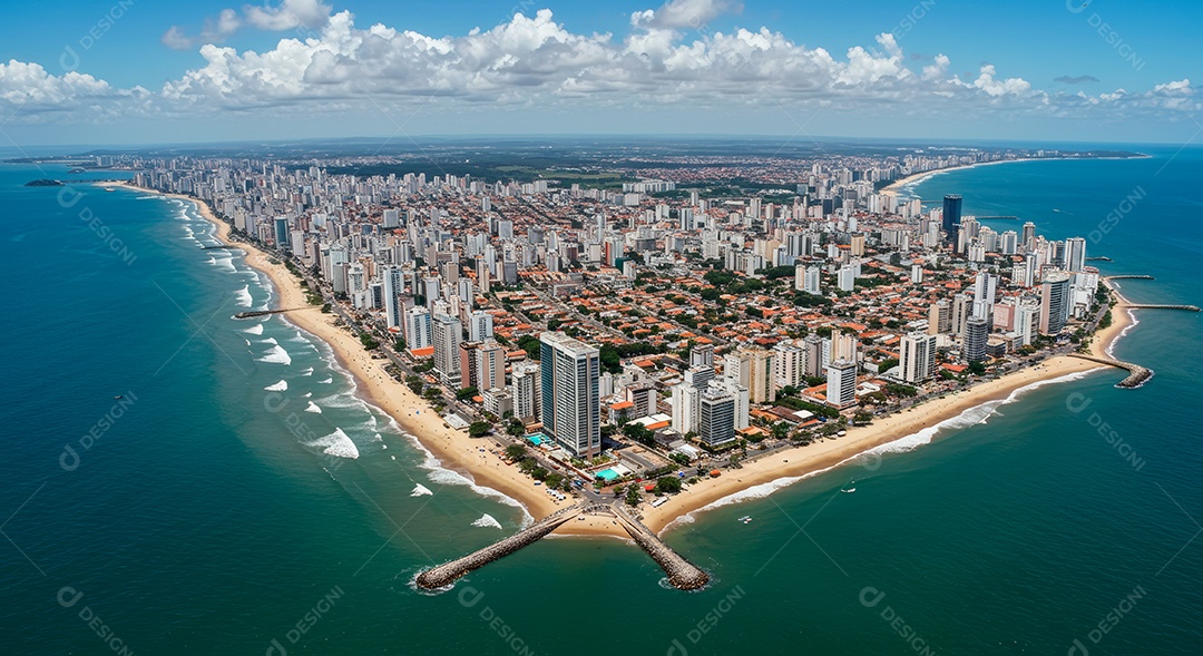 Linda vista aérea retrato realista de cidade de fortaleza.