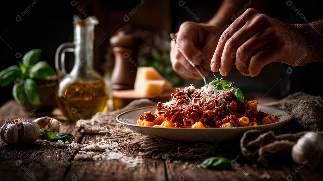 Macarronada em um prato.