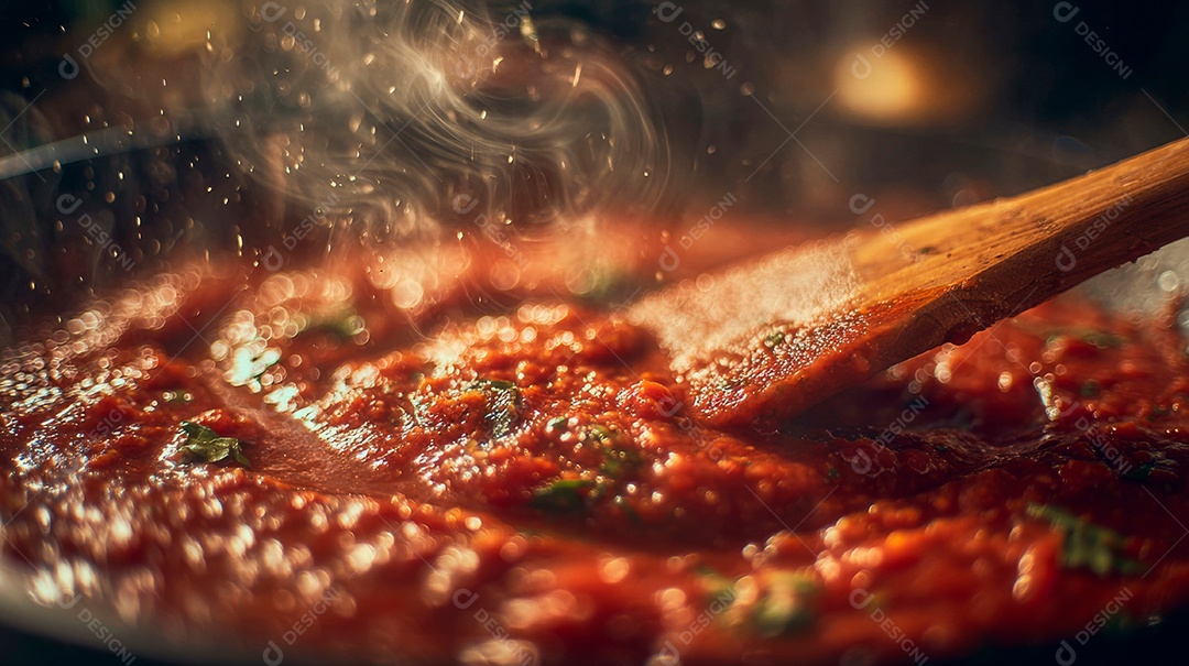 Saborosa macarronada em uma panela.