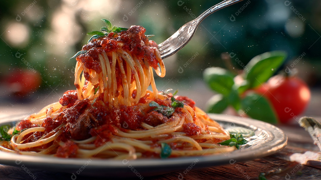 Saborosa macarronada em um prato.