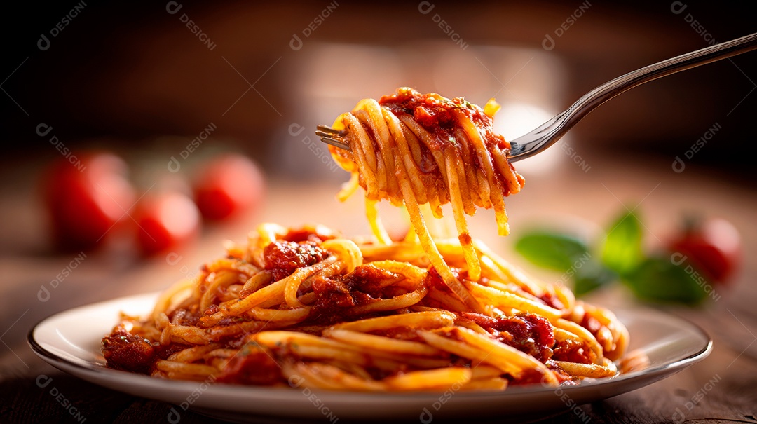 Saborosa macarronada em um prato.