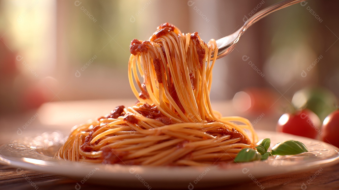 Saborosa macarronada em um prato.