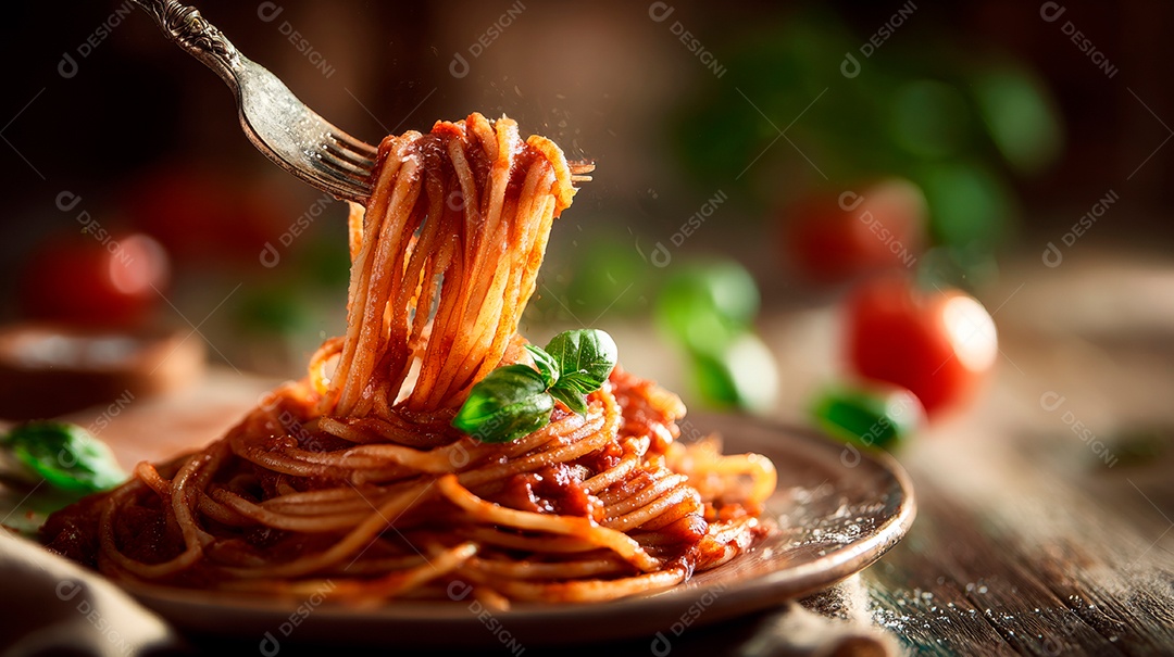 Saborosa macarronada em um prato.