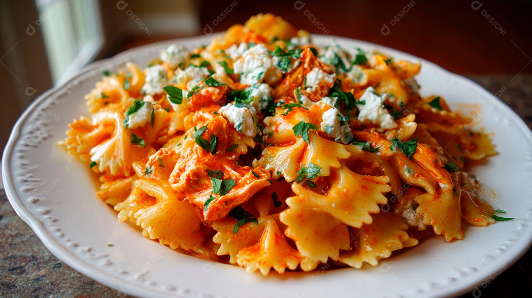 Saborosa macarronada em um prato.