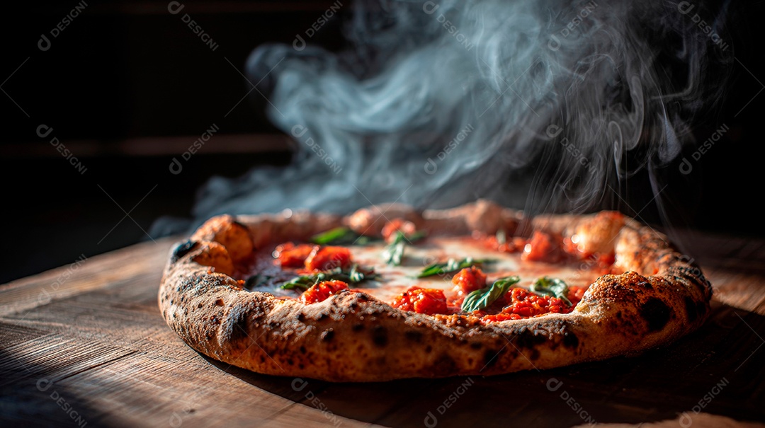 Saborosa pizza em uma tábua.