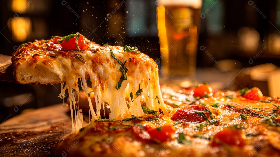 Saborosa pizza em uma mesa.