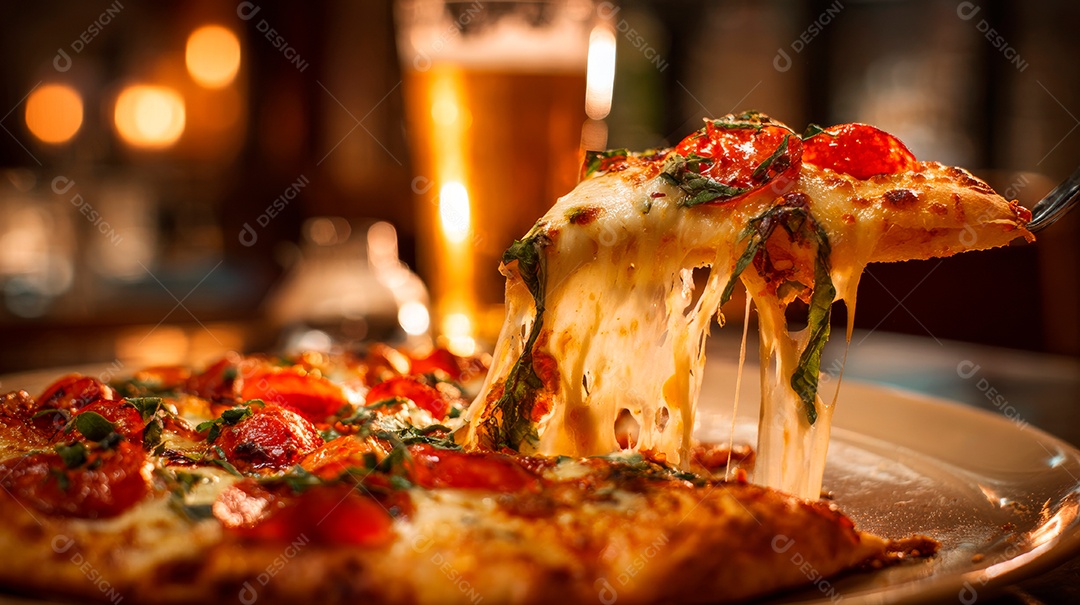 Saborosa pizza em uma mesa.