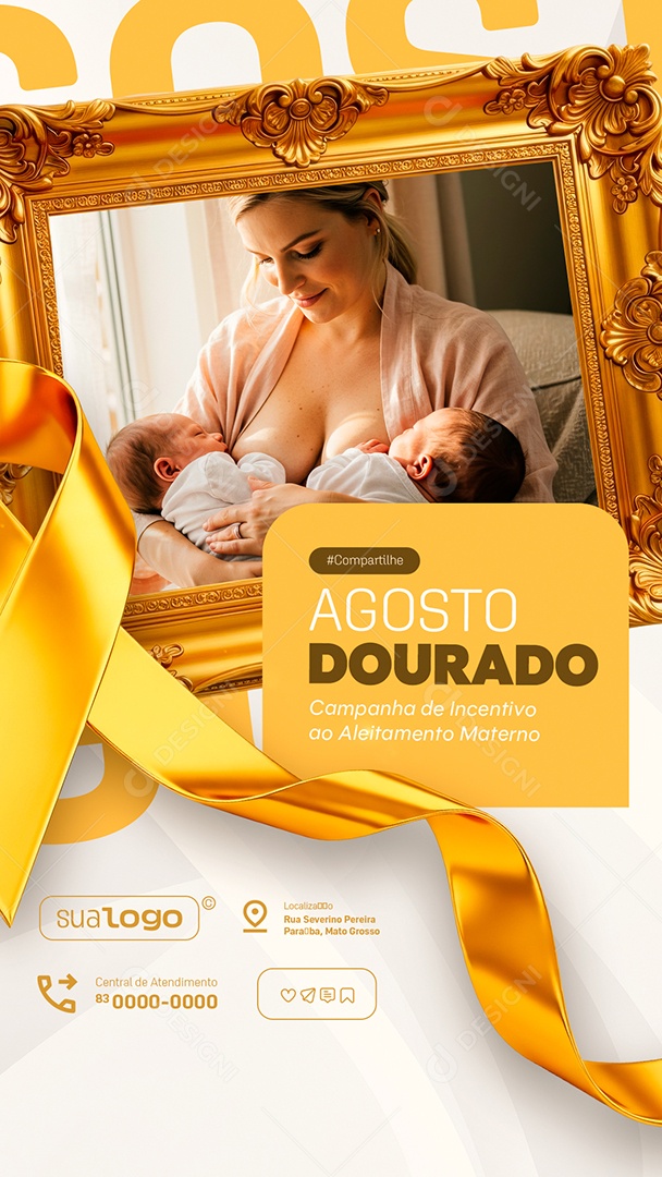Story Agosto Dourado Mês Do Incentivo à Aleitamento Materno Social Media PSD Editável