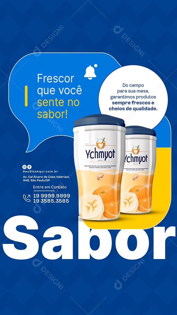 Story Laticínios Frescor Que Você Sente no Sabor Social Media PSD Editável