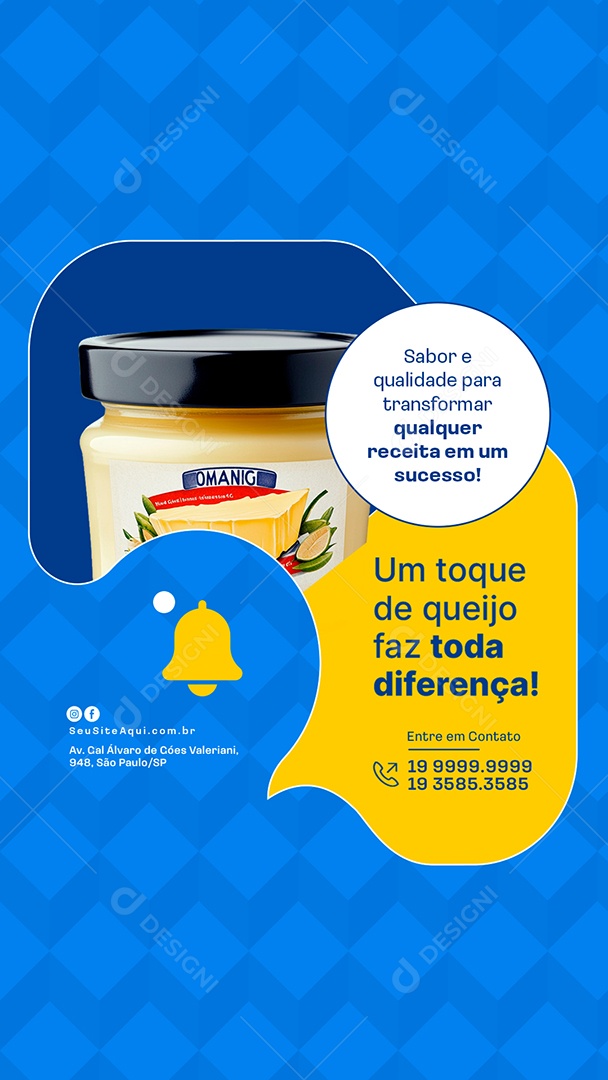 Story Laticínios Um Toque de Queijo Faz Toda Diferença Social Media PSD Editável