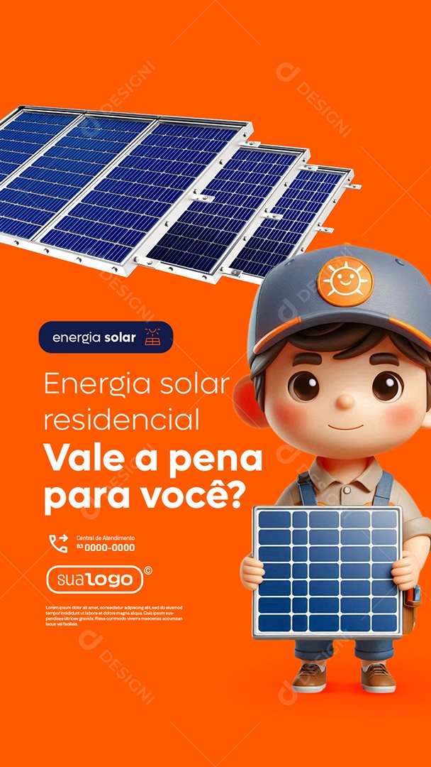 Story Energia Solar Residencial Vale a Pena para Você Social Media PSD Editável
