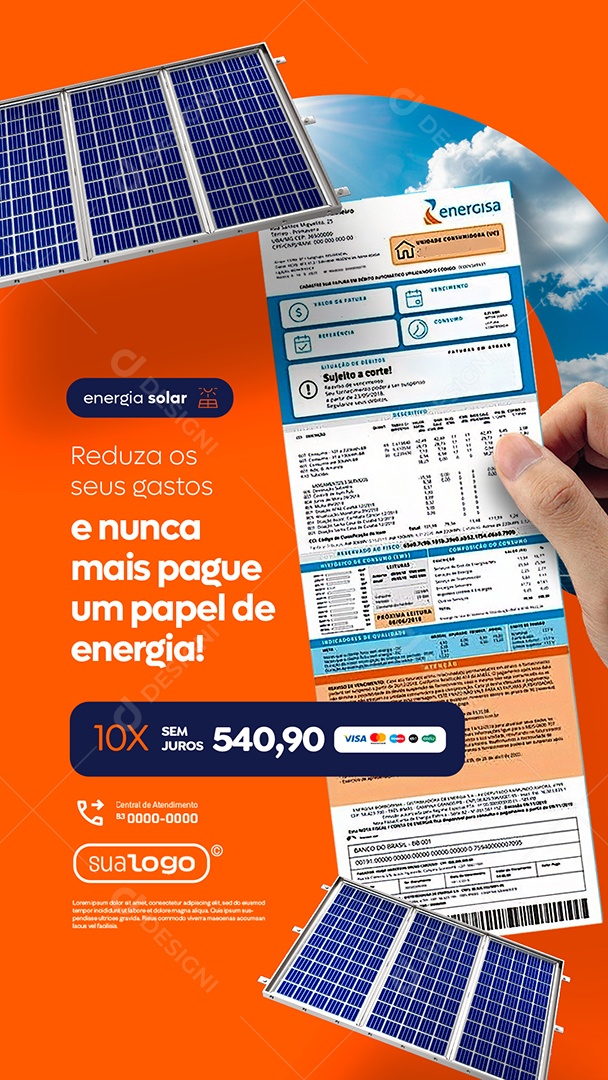 Story Energia Solar Reduza os Seus Gastos Social Media PSD Editável