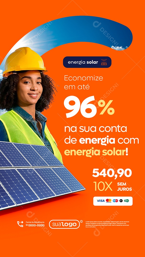 Story Energia Solar Economize em Até 96% na Sua Conta Social Media PSD Editável