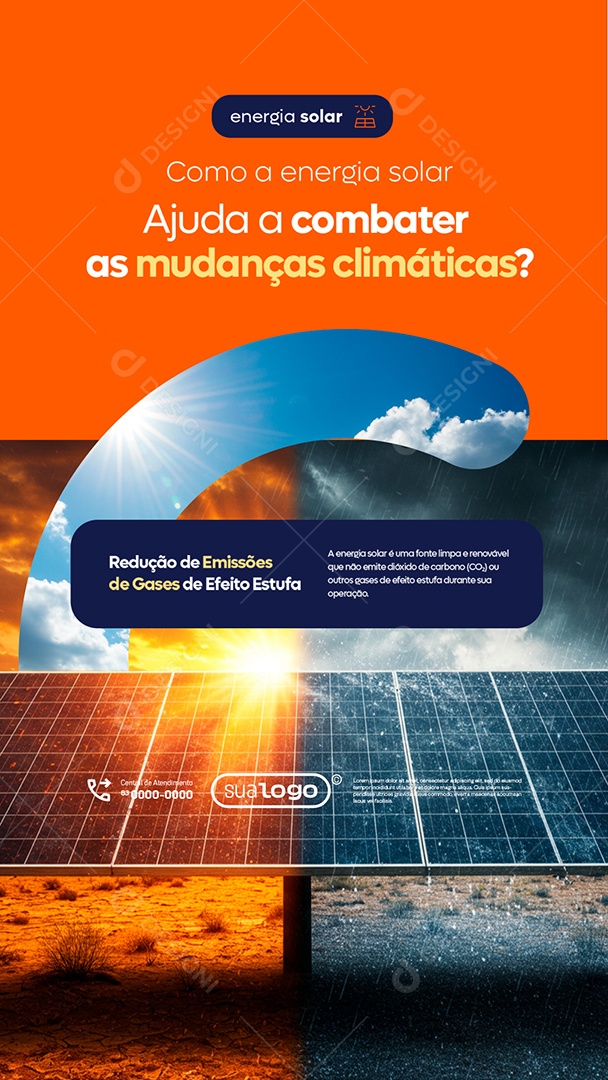Story Como a Energia Solar Ajuda a Combater as Mudanças Climáticas Social Media PSD Editável