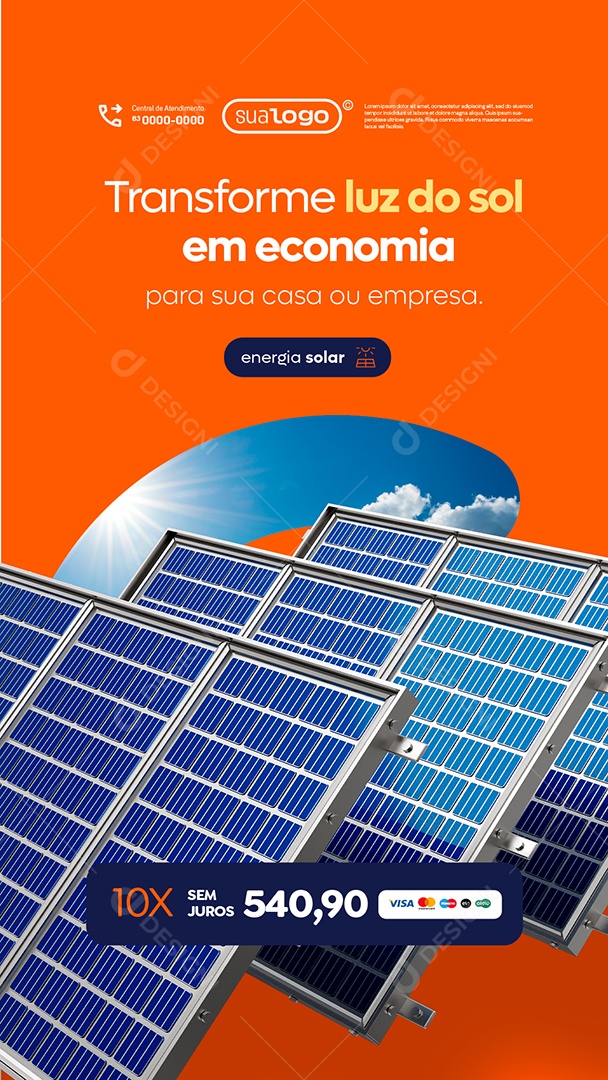 Story Energia Solar Transforme Luz do Sol em Economia Social Media PSD Editável