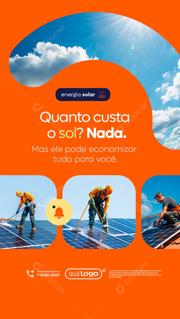 Story Energia Solar Quanto Custa o Sol Social Media PSD Editável
