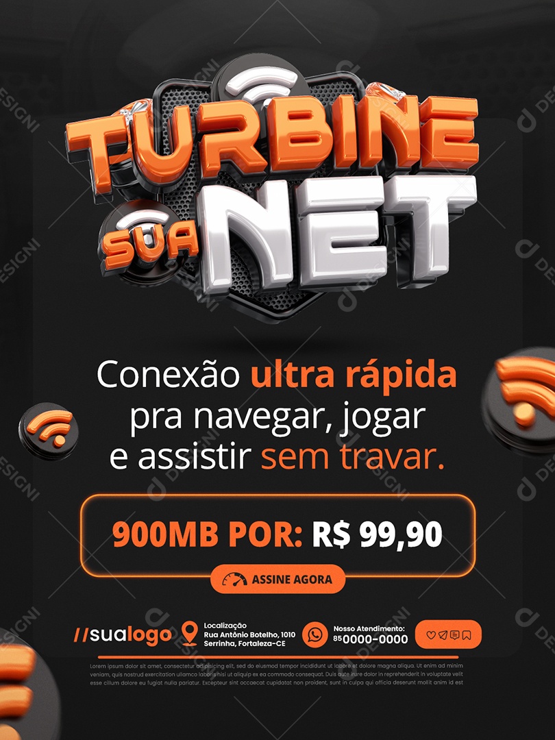 Turbine Sua Net Internet Conexão Ultra Rápida Social Media PSD Editável