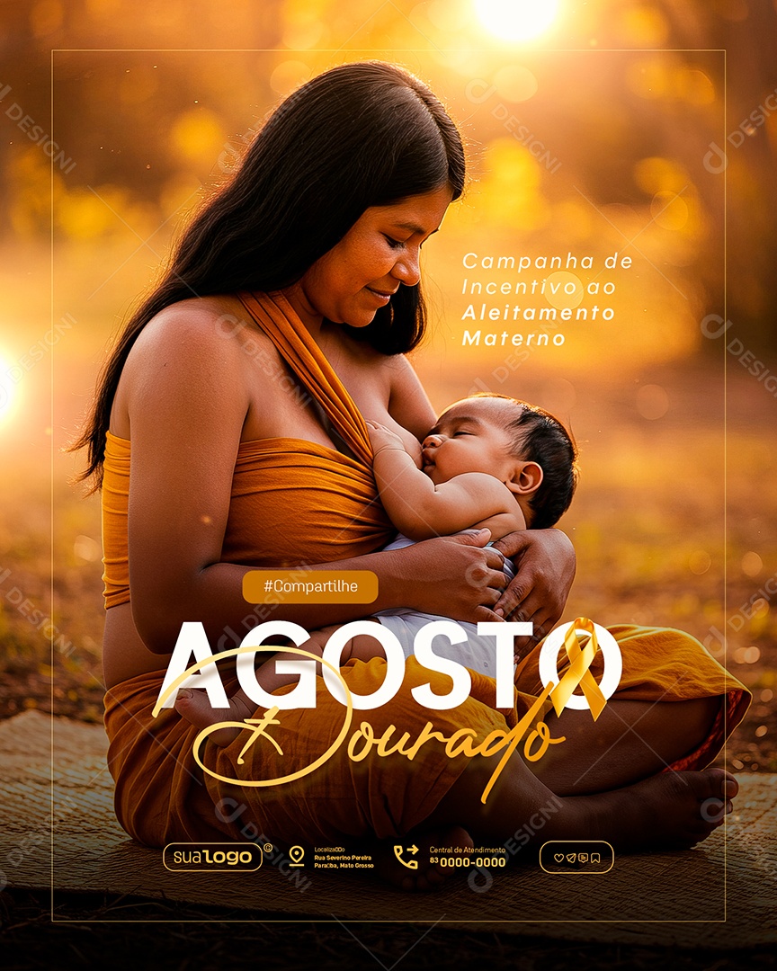 Agosto Dourado Mês Do Incentivo à Amamentação Social Media PSD Editável
